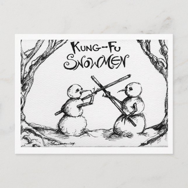 Cartão Postal Kung Fu Snowmen (Frente)