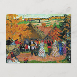 Cartão Postal Kustodiev - Festa da Aldeia,
