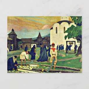 Cartão Postal Kustodiev - No Mosteiro