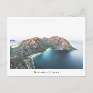 Cartão Postal Kvalvika Lofoten Islands Noruega