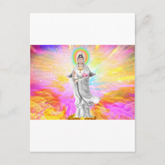 Cartão Postal Kwan Yin A Deusa da Compaixão com Rosa