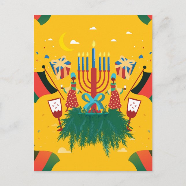 Cartão Postal kwanzaa amarelo (Frente)