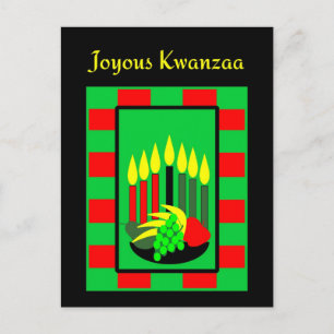 Cartão Postal Kwanzaa Candles e Fruta Colorida Bowl