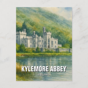 Cartão Postal Kylemore Abbey Ireland Watercolor