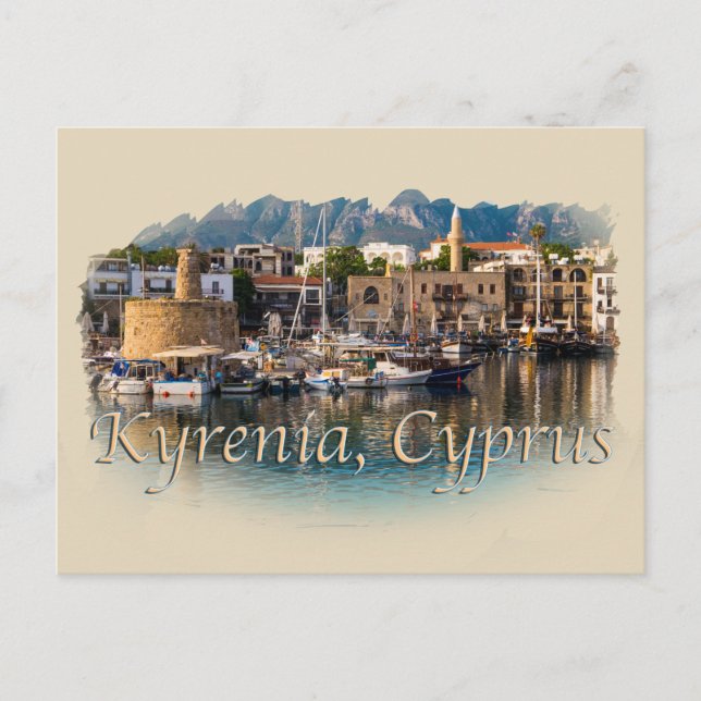 Cartão Postal Kyrenia, Chipre: Porto (Frente)