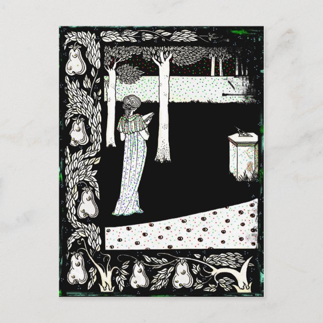 Cartão Postal La Beale Isolde Lendo no Jardim (Frente)