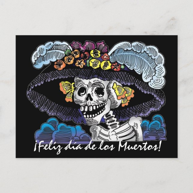 Cartão postal La Catrina Dia de los Muertos (Frente)