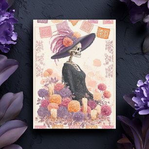 Cartão Postal La Catrina Skeleton Lady Day of the Dead