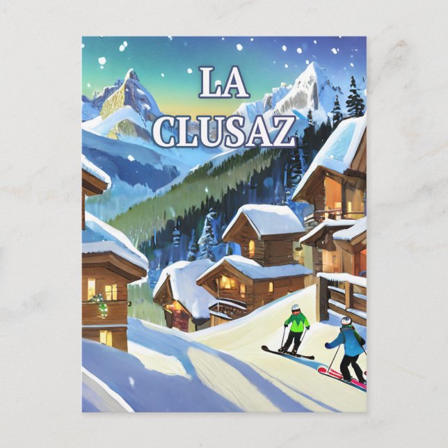 Cartão Postal La Clusaz : Éclat Enneigé, Charme Authentique  (Frente)