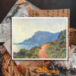 Cartão Postal La Corniche perto de Mônaco por Claude Monet<br><div class="desc">Na época de Monet, La Corniche era uma via de montanha estreita; hoje em dia, é a estrada principal entre Nice e Mônaco. Aqui o sol é alto, a sombra do andador solitário é curta. As cores de Monet ouvem: vermelho, verde, azul - tudo brilha à luz do sol. Transfira...</div>