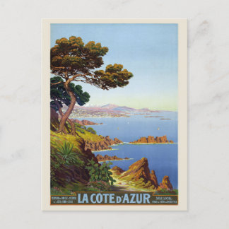 Cartão Postal La Côte d'Azur França Poster vintage 1920