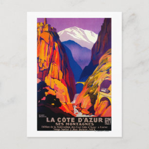 Cartão Postal La Cote D'Azur Vintage Poster Europe