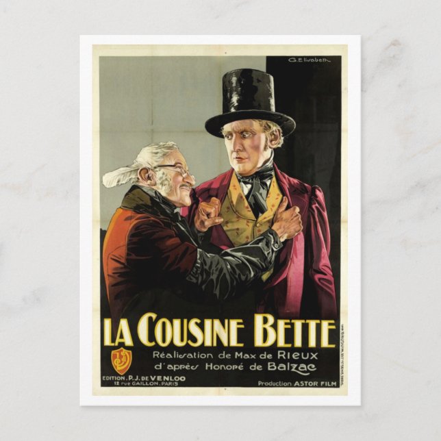 Cartão Postal La Cousine Bette (filme, 1927) (Frente)