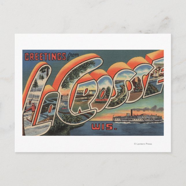Cartão Postal La Crosse, Wisconsin - Grandes Cenas de Letra (Frente)