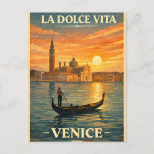 Cartão Postal La Dolce Vita - Cartaz de Viagem Antigo de Veneza