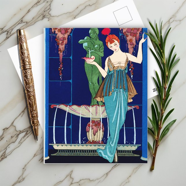 Cartão Postal La Fontaine de coquillages, George Barbier (Criador carregado)