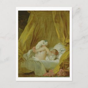 Cartão Postal 'La Gimblette', Girl with a Dog, c.1770 (óleo em c