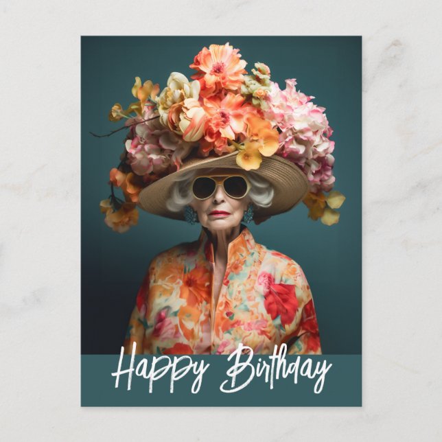 Cartão Postal La Grande Dame Flower Hat (Frente)