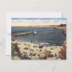 Cartão Postal La Jolla CA, Bathing Beach, 1940s Vintage
