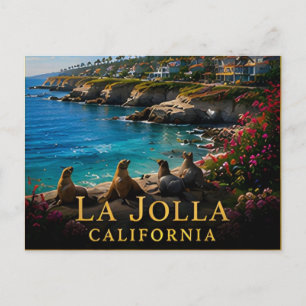 Cartão Postal La Jolla Califórnia Costa do Pacífico & Falésias M