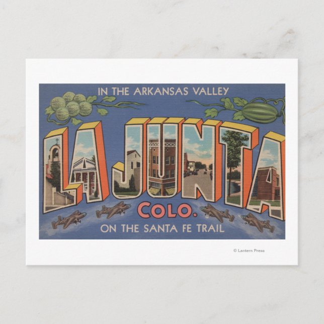 Cartão Postal La Junta, Colorado - Grande Letra Cena 2 (Frente)
