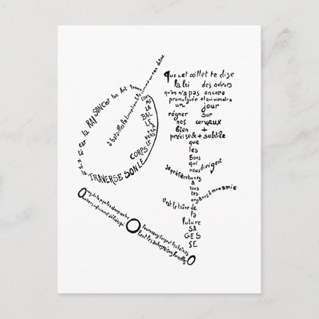 Cartão Postal La Mandoline, l’oeillet le bambou, Apollinaire (Frente)