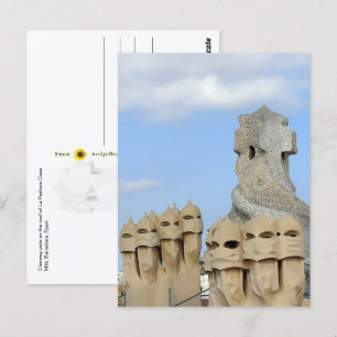 Cartão Postal La Pedrera Chimney Potes, Barcelona, Espanha -