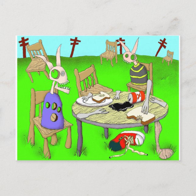 Cartão Postal la petite de jeuner su l'herbe (Frente)