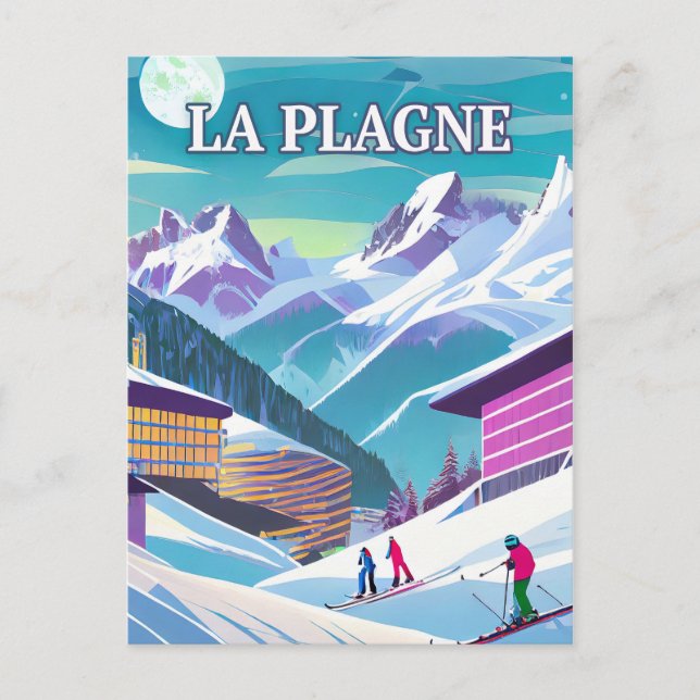 Cartão Postal La Plagne : Aventures Alpines et Splendeur enneigé (Frente)