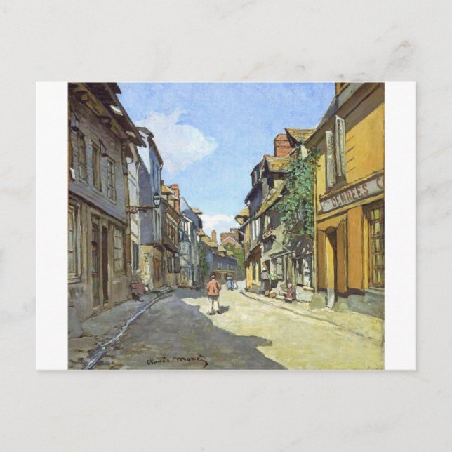 Cartão Postal La Rue Bavolle em Honfleur por Claude Monet (Frente)
