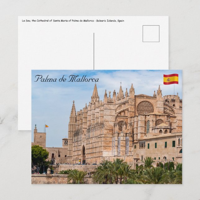 Cartão Postal La Seu, Catedral de Palma de Maiorca - Espanha (Frente/Verso)