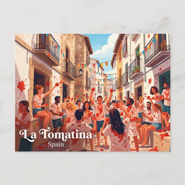 Cartão Postal La Tomatina Bunol Espanha (Frente)