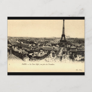 Cartão Postal La Tour Eiffel, Paris França c1910 Vintage