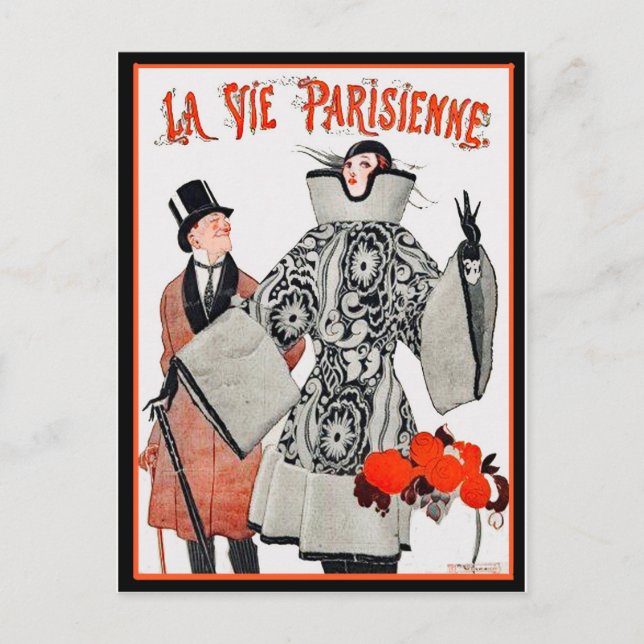 Cartão Postal La Vie Parisienne - Moda Francesa (Frente)