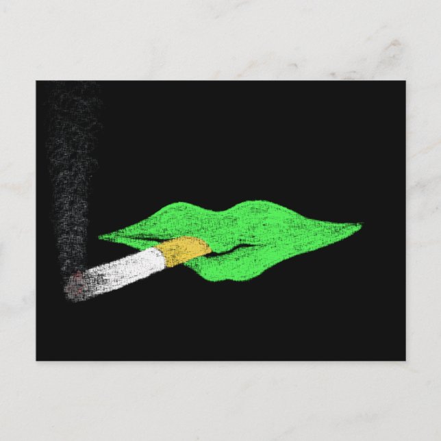 Cartão Postal Lábios Verdes Fumando (Frente)
