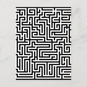 Cartão Postal labirinto preto e branco