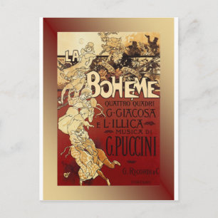 Cartão Postal LaBoheme ~ Puccini Opera 1896 com Fundo