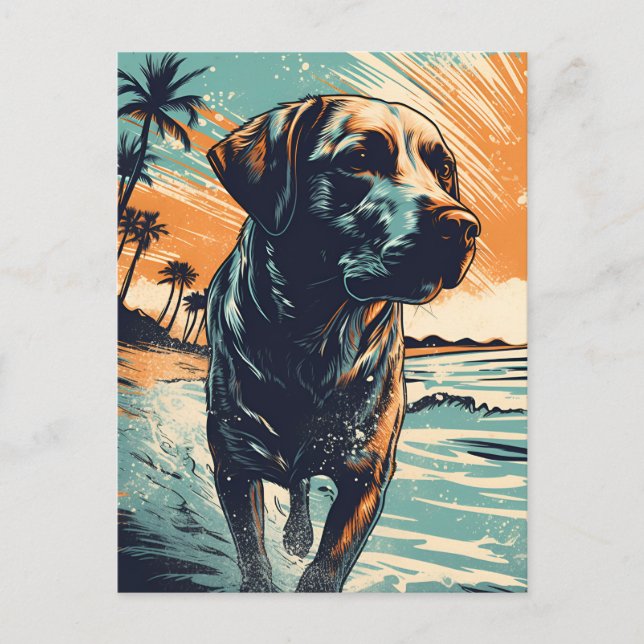 Cartão Postal Labrador na praia (Frente)