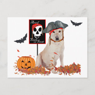 Cartão Postal Labrador Retriever Amarelo de Halloween