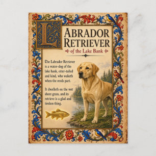 Cartão Postal Labrador Retriever, Arte Medieval de Bestiário