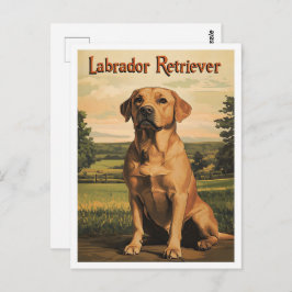 Cartão Postal Labrador Retriever Dog Vintage Art
