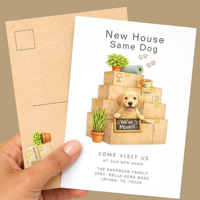 Cartão Postal Labrador Retriever Mudando para uma Nova Casa (Criador carregado)