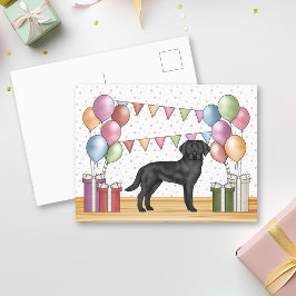Cartão Postal Labrador Retriever Preto Lab Cachorro Aniversário 