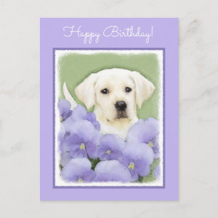 Cartão Postal Labrador Retriever Puppy Pintura Original