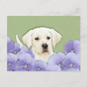 Cartão Postal Labrador Retriever Puppy Pintura Original