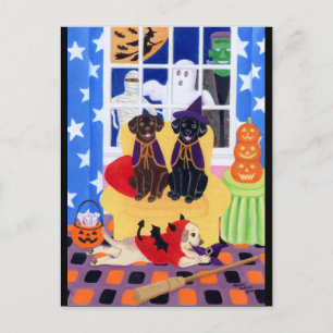Cartão Postal Labradores do Festa de Halloween!