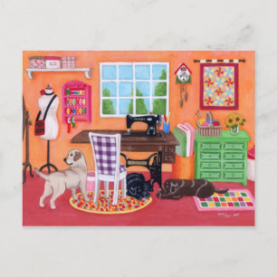 Cartão Postal Labradores na Sala de Mãe