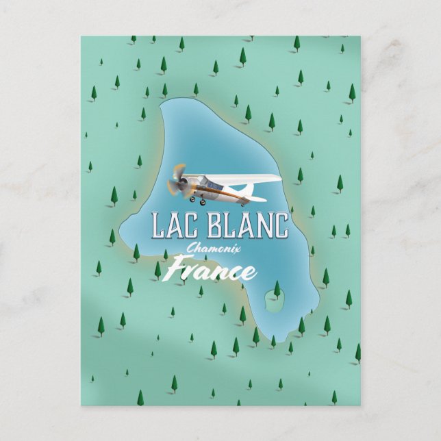 Cartão Postal Lac Blanc,Chamonix, mapa da frança (Frente)