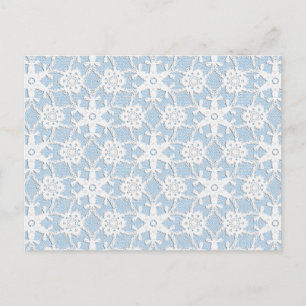Cartão Postal Lace antigo - branco e azul-céu