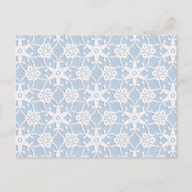 Cartão Postal Lace antigo - branco e azul-céu (Frente)